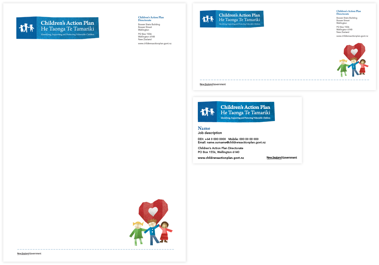 Children's Action Plan brand stationery