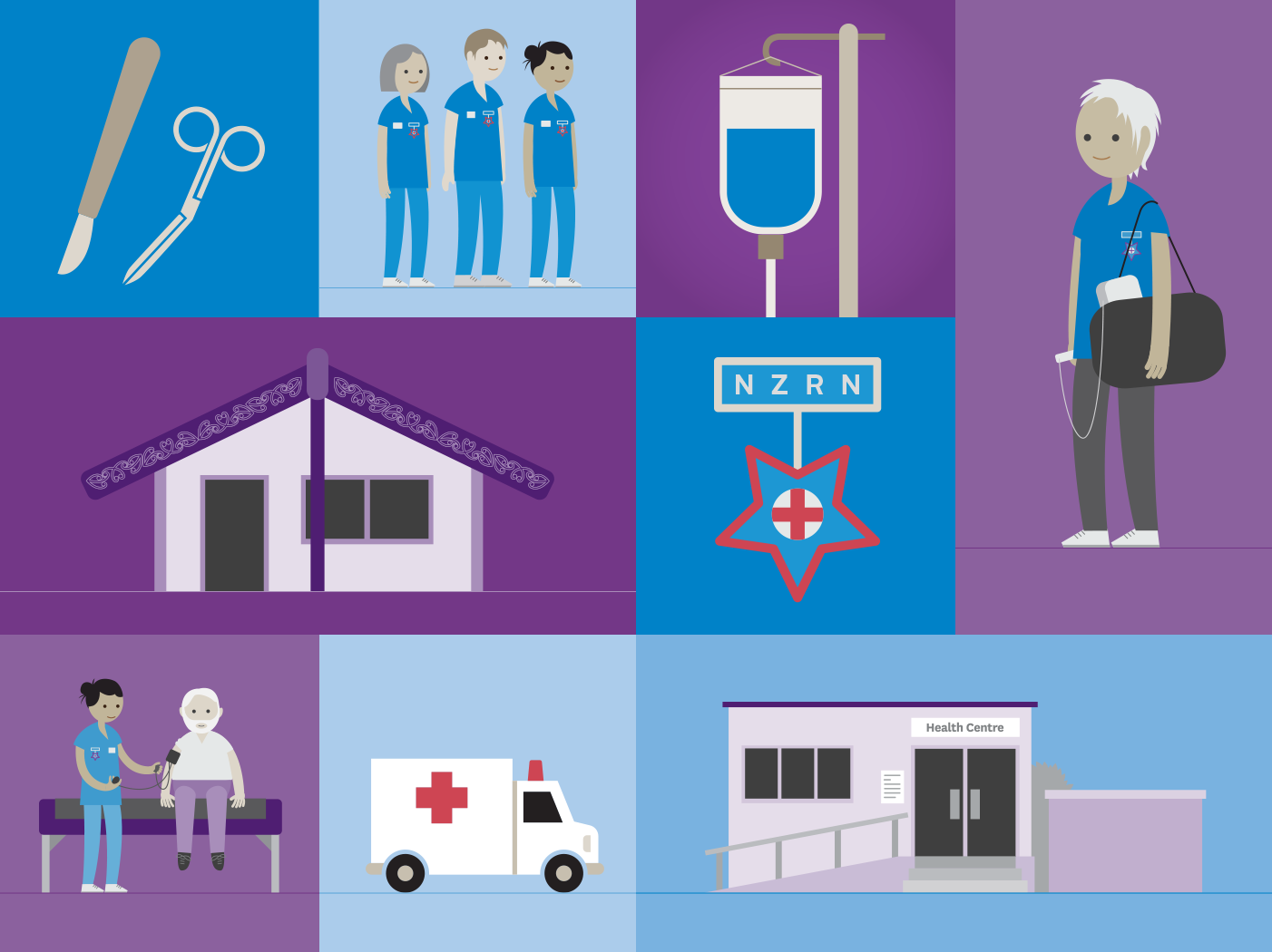 Illustration showing nurses Everywhere in Health