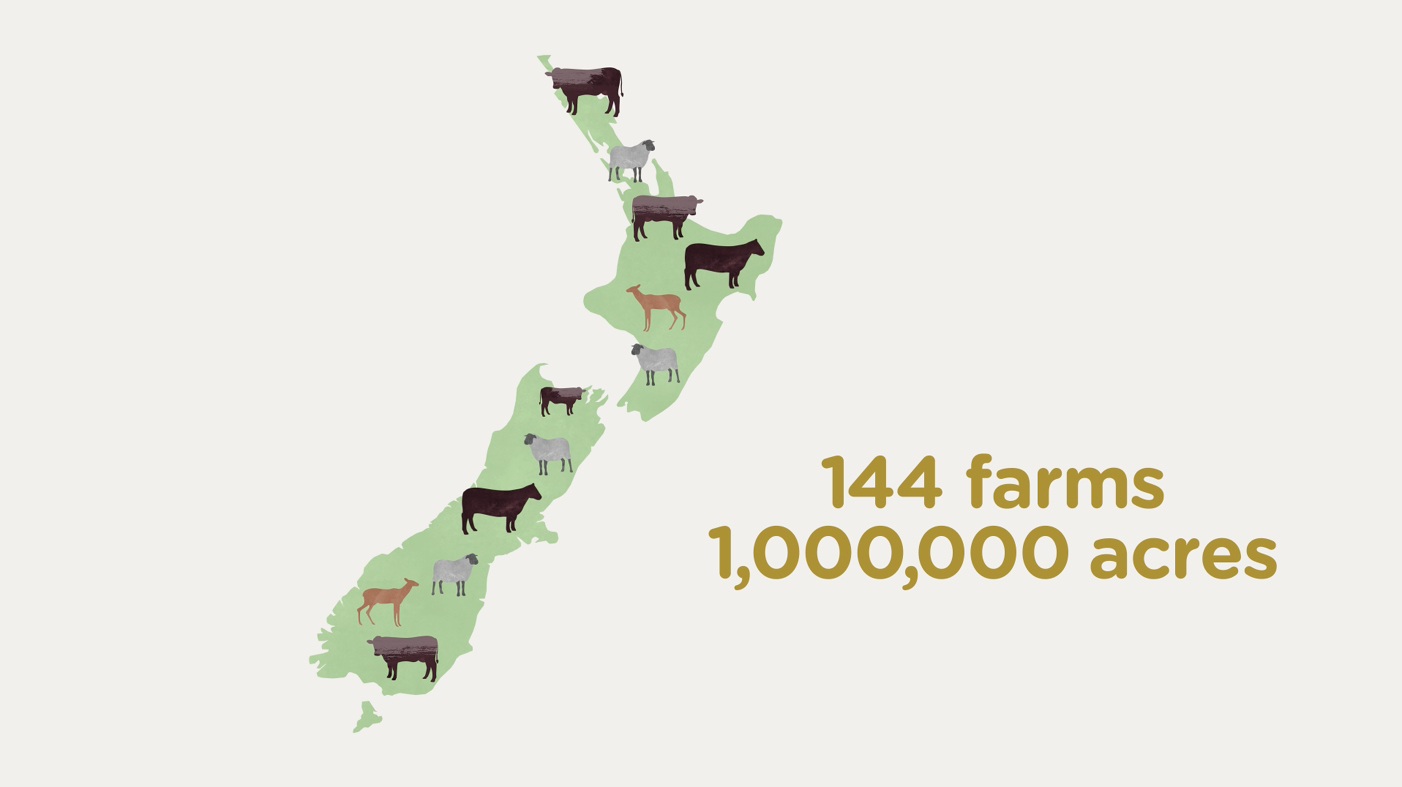 Map of NZ showing cattle, deer and sheep