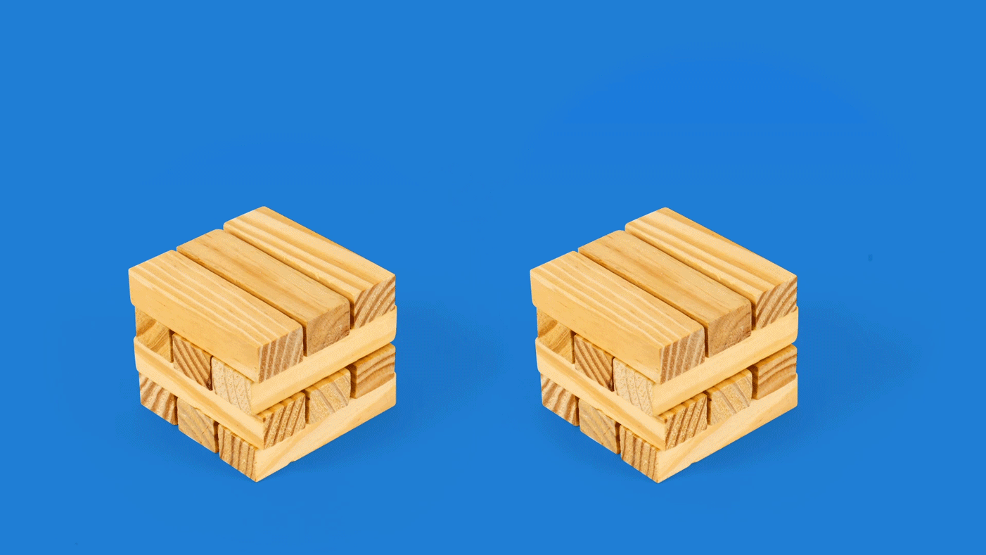 Jenga blocks with house drawn over the top