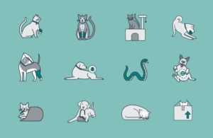 Various dog and cat illustrations