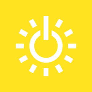 Solarworx sun and power button brand motif