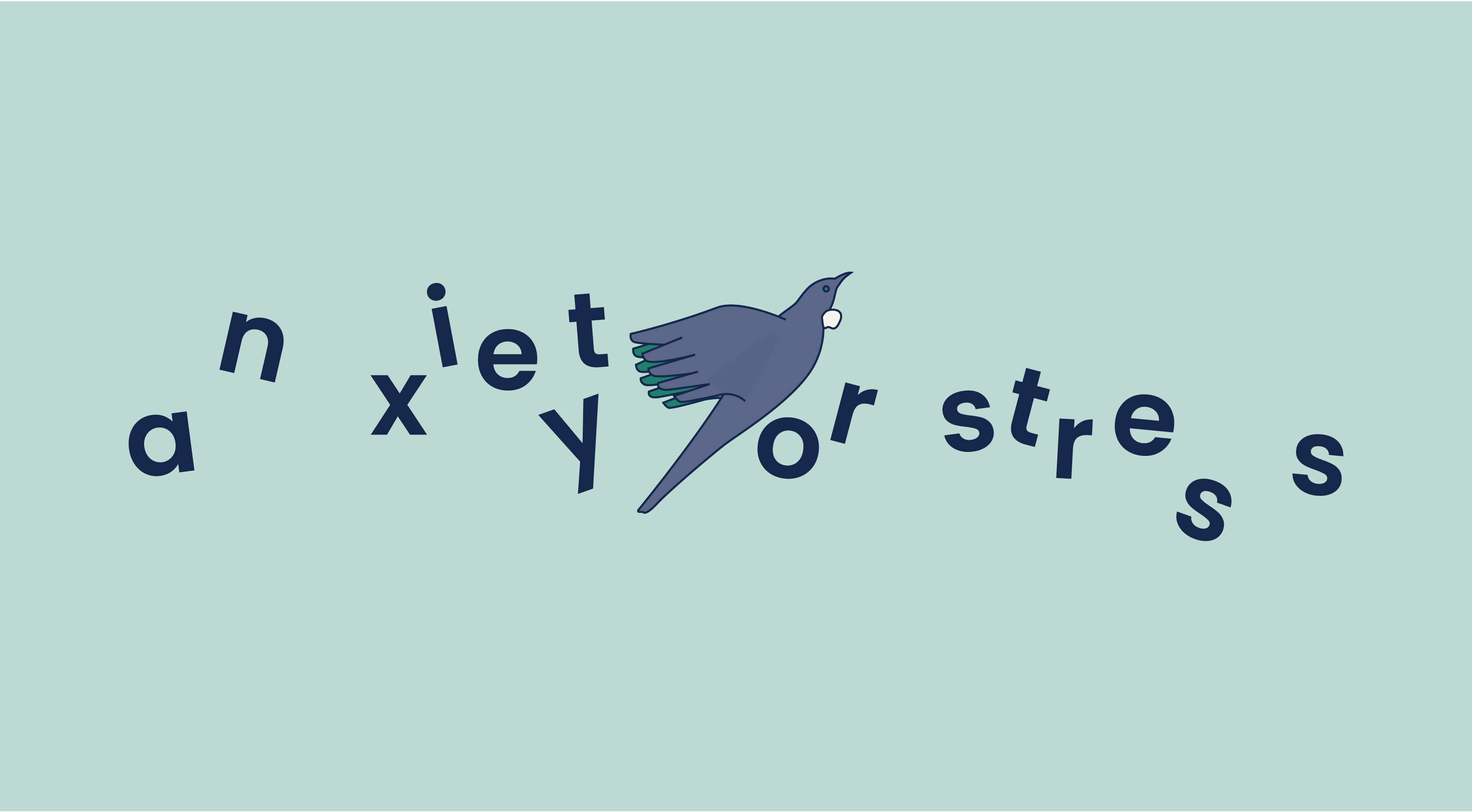 Tui flying through the words anxiety and stress